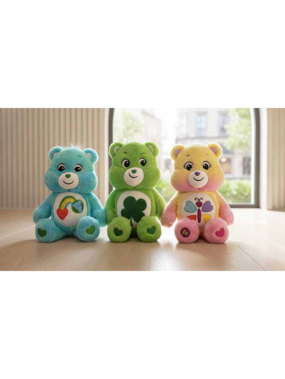 Care Bears Plush Lot of 3 – I Care Bear, Good Luck Bear, Smart Heart Bear -GUC